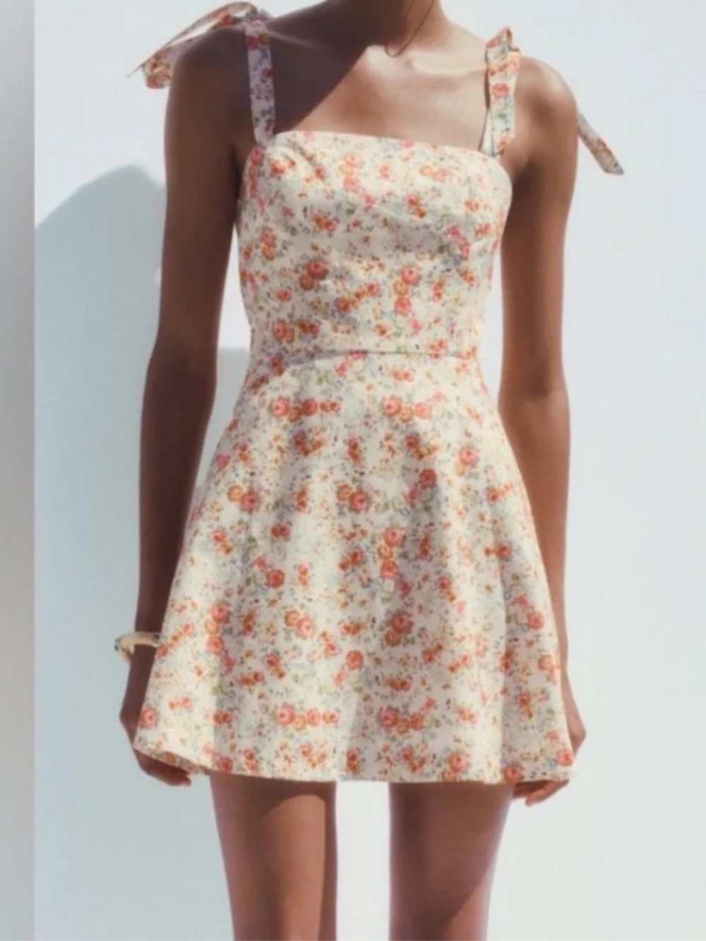 Zara Floral Print Mini Dress with Ties